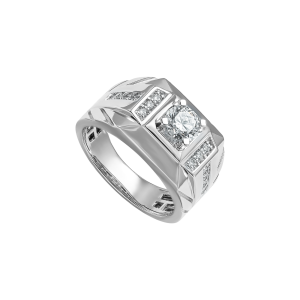 Nhẫn Nam Kim cương Vàng Trắng 14K Elvasilve
